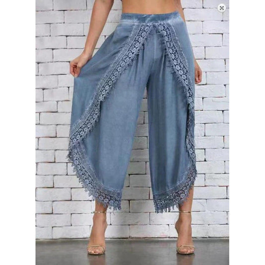 Isabella | Boho Chic Lace-Trim Pants